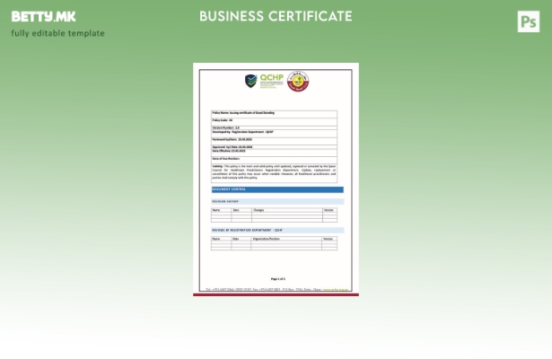 Модерен стил Катар сертификат за добра положба Шаблон за Word и PDF